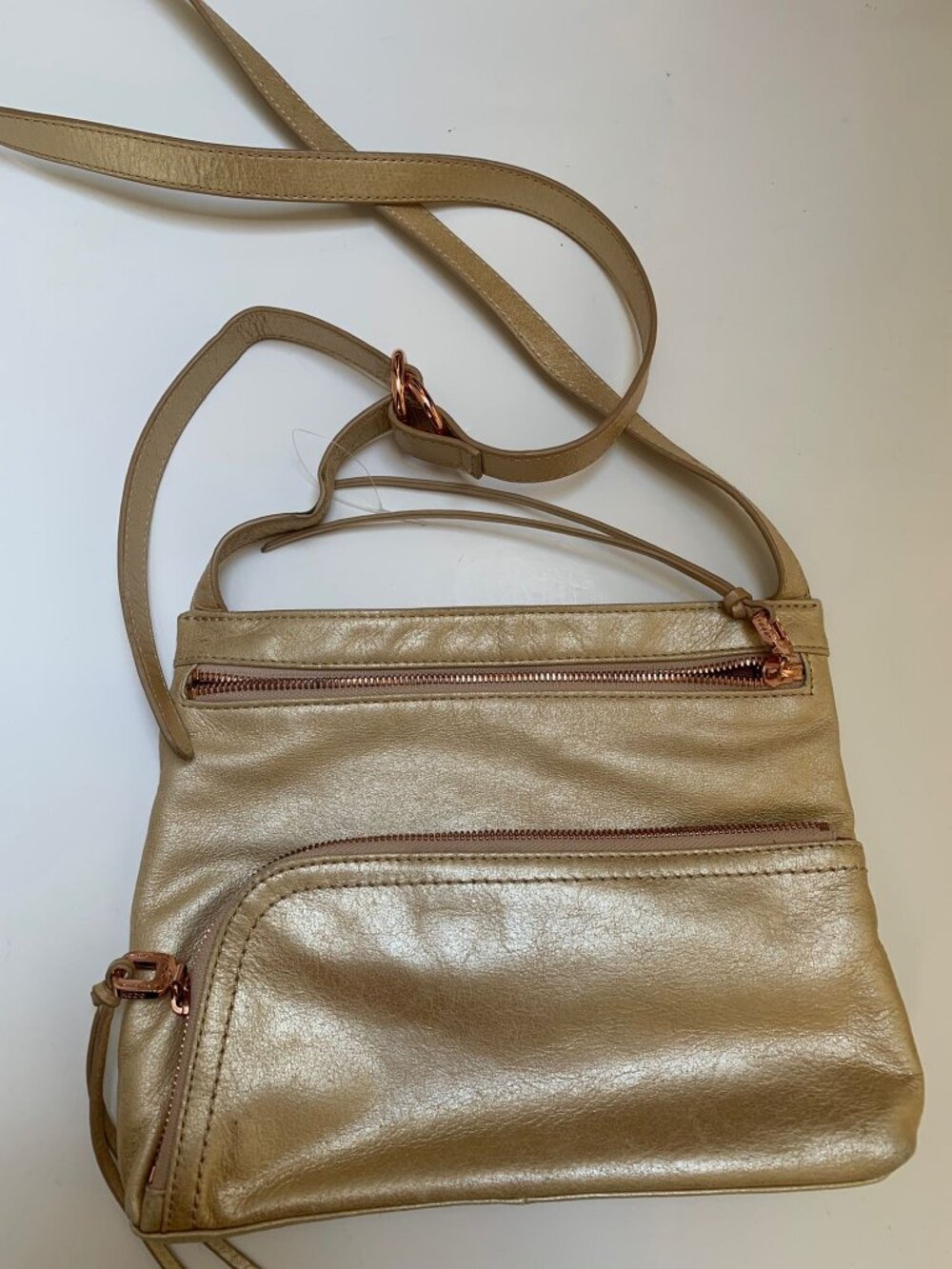 Hobo gold leather Crossbody bag